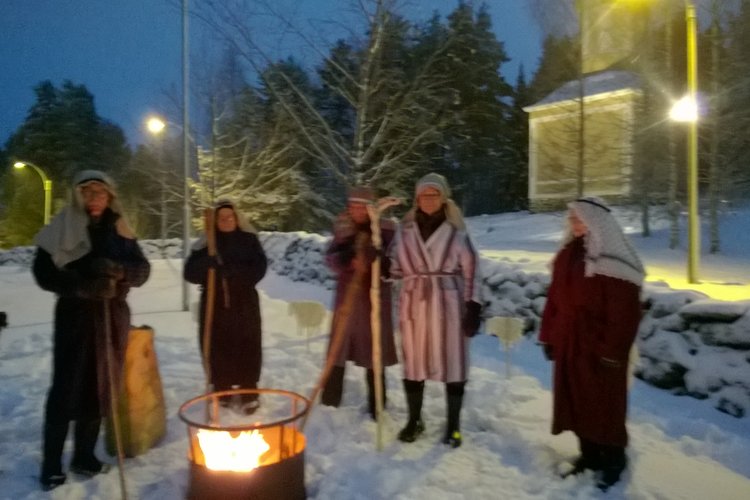 Joulukuvaelmassa paimenet kedolla