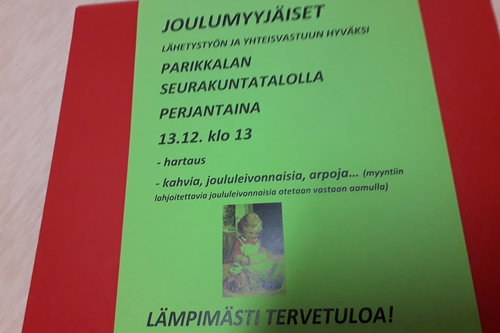 Joulumyyjäiset Parikkalan seurakuntatalolla