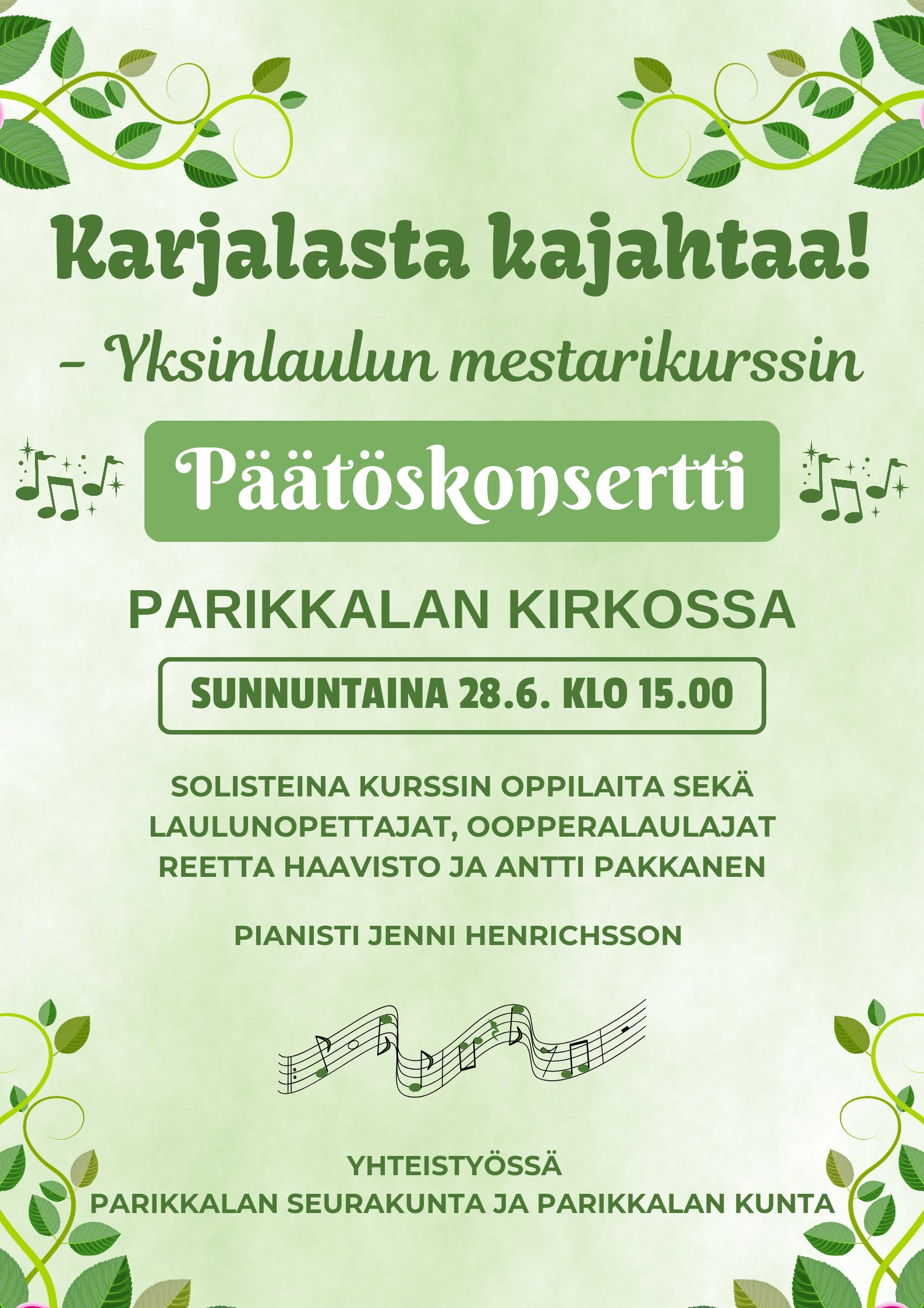 Kuvassa on konsertin mainosjuliste